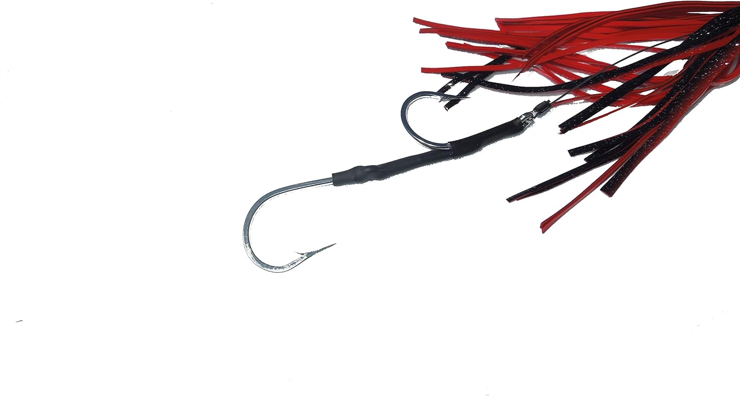 EatMyTackle Jetted Bullet Head Fishing Lure | High Speed Trolling Lure (Red/Black, Cable Rigged)