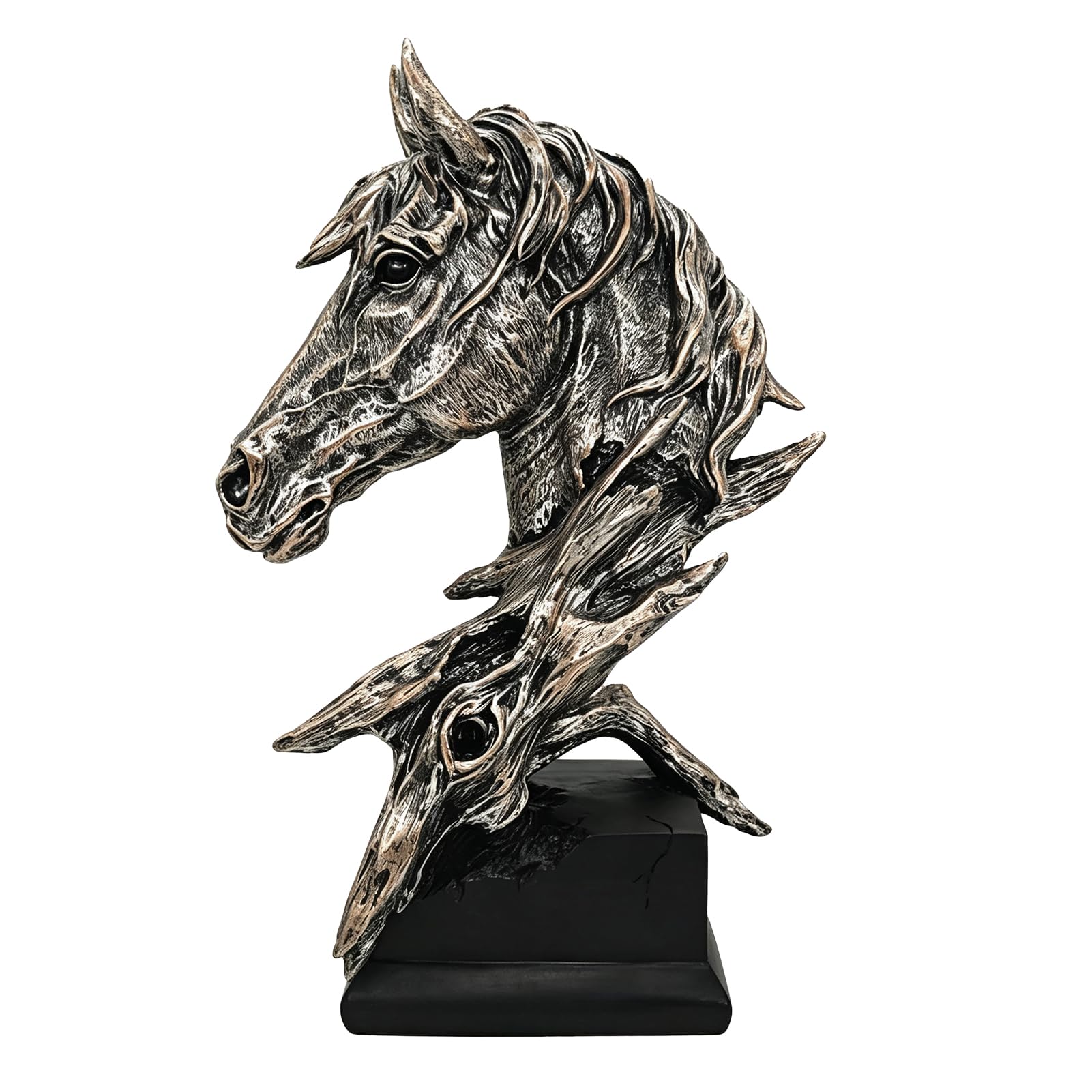 Cryfokt Statua Cavallo Resina Scultura, Finitura Bronzo Vintage, per