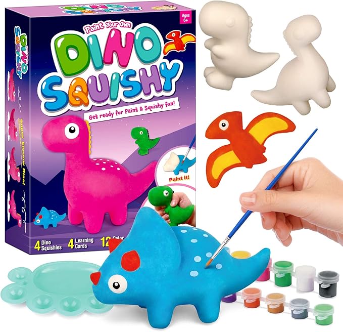 XXTOYS Dino Squishy Painting Kit Paint 4 Large Dino Squishy Color Your