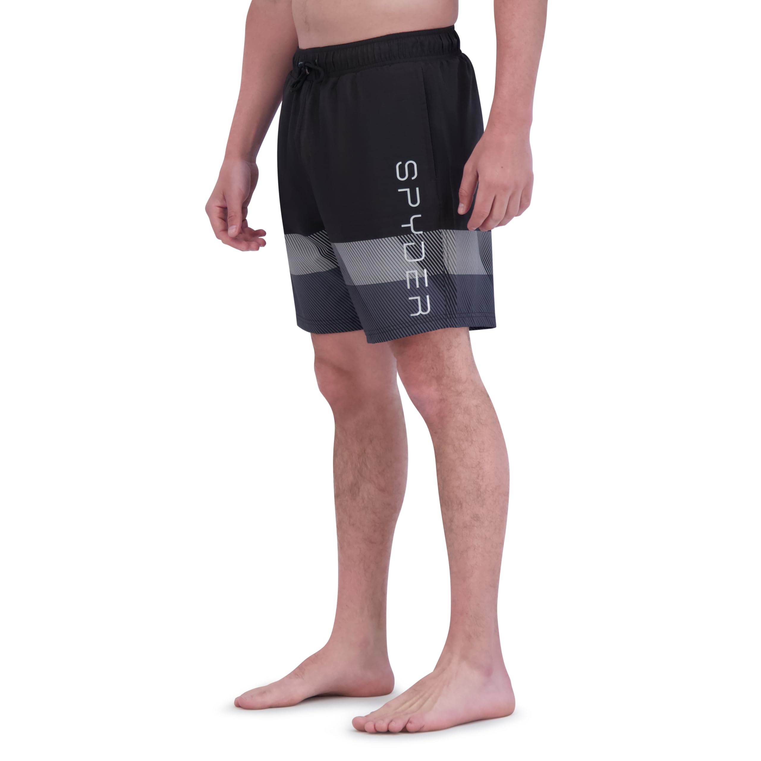 Spyder Spodenki kąpielowe Mężczyźni Swim Trunks, Stretch, Quick-dry, 7-inch Board Shorts, Upf+, Pockets, Compression Brief Liner