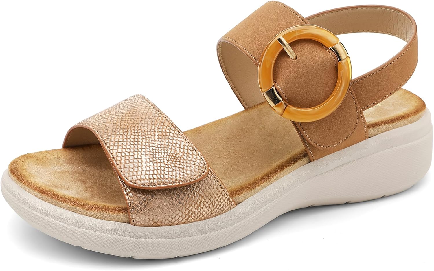 UBFEN Womens Walking Sandals With Arch Support Open Toe Comfy Casual Wedge Summer Shoes