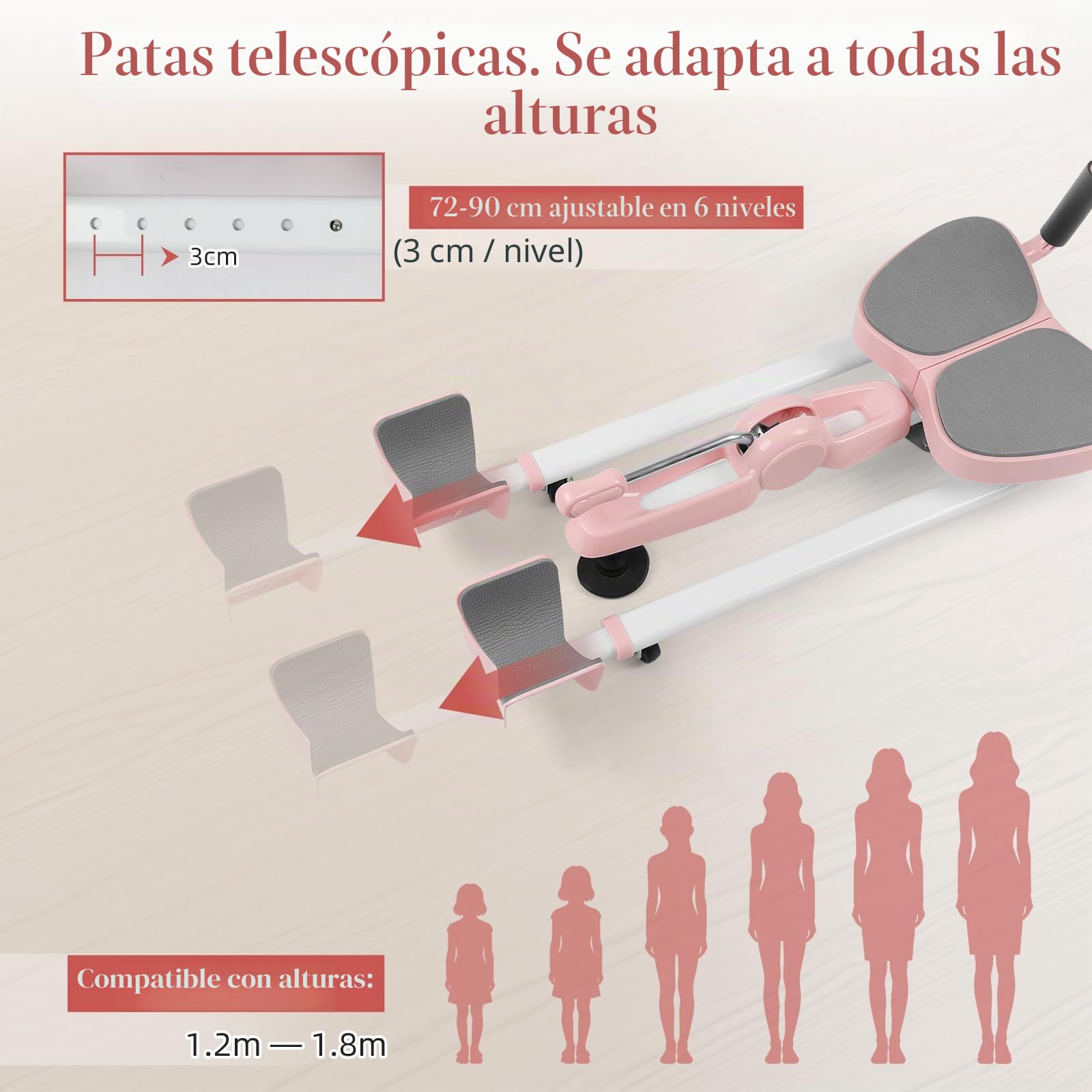 Máquina Estirar Piernas Plank 2 en 1, Barra Separadora de Piernas, Máquina de Estiramiento de Espagat, Ajustable 0 a 180°, Extensible 72 a 90 cm, para Ballet, Danza, Yoga, Artes Marciales, Gimnasia
