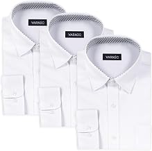 VARNIC Men's Long Sleeve Dress Shirt, Set of 3, Wrinkle Resistant, 3D Sewing, Breathable, Quick Drying, Antibacterial, Odor Resistant, Business, School, Commute, Ceremonies, Unisex, Set 7 (Semi-Wide