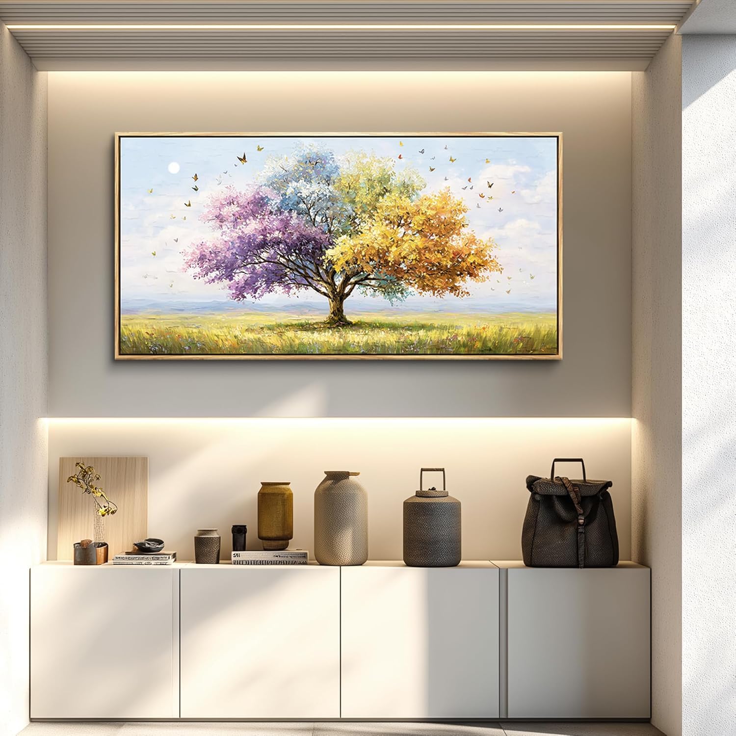 lianyibo Canvas Wall Art For Living Room Wall Decor Multi Tone Tree Landscape Farmhouse Pictures Artwork Home Decor(70x140/Frameless)