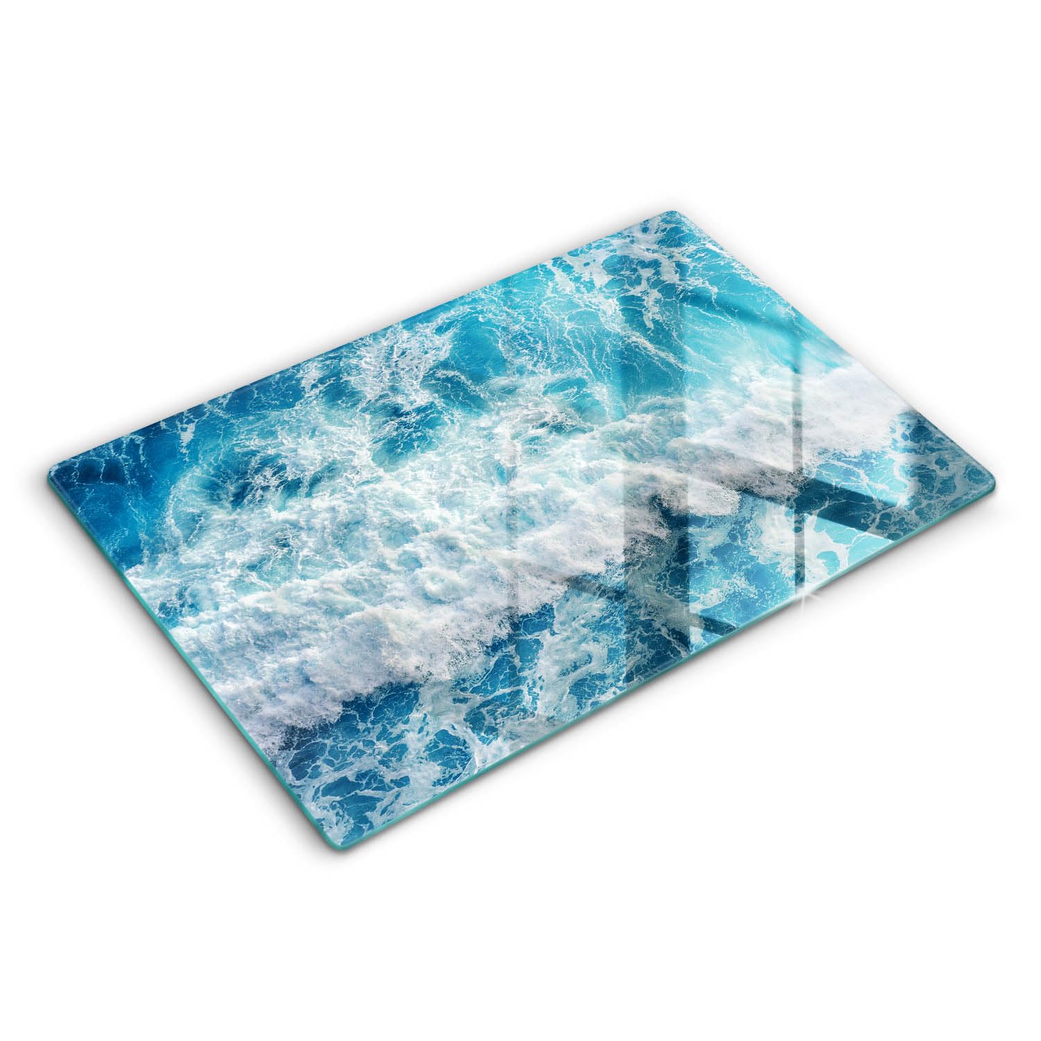 Planche à découper 80x52cm Wallfluent protège plaques rayures vagues mer