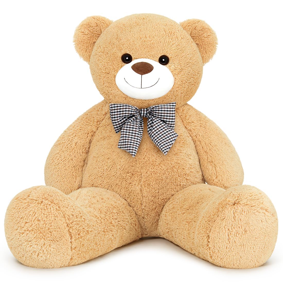 SNOWOLF Orsacchiotto gigante da 120 cm, grande orsacchiotto di peluche peluche peluche giocattolo orsacchiotto bambola per bambini ragazza (marrone chiaro)