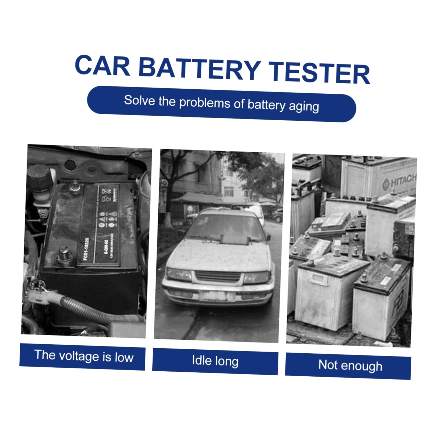Comprobador de Batería de Coche 12v de Plástico Pantalla Clara | 9 Idiomas Seleccionables, para Batería de Coche, Uso en Suministro de Coche, Analizador Automático