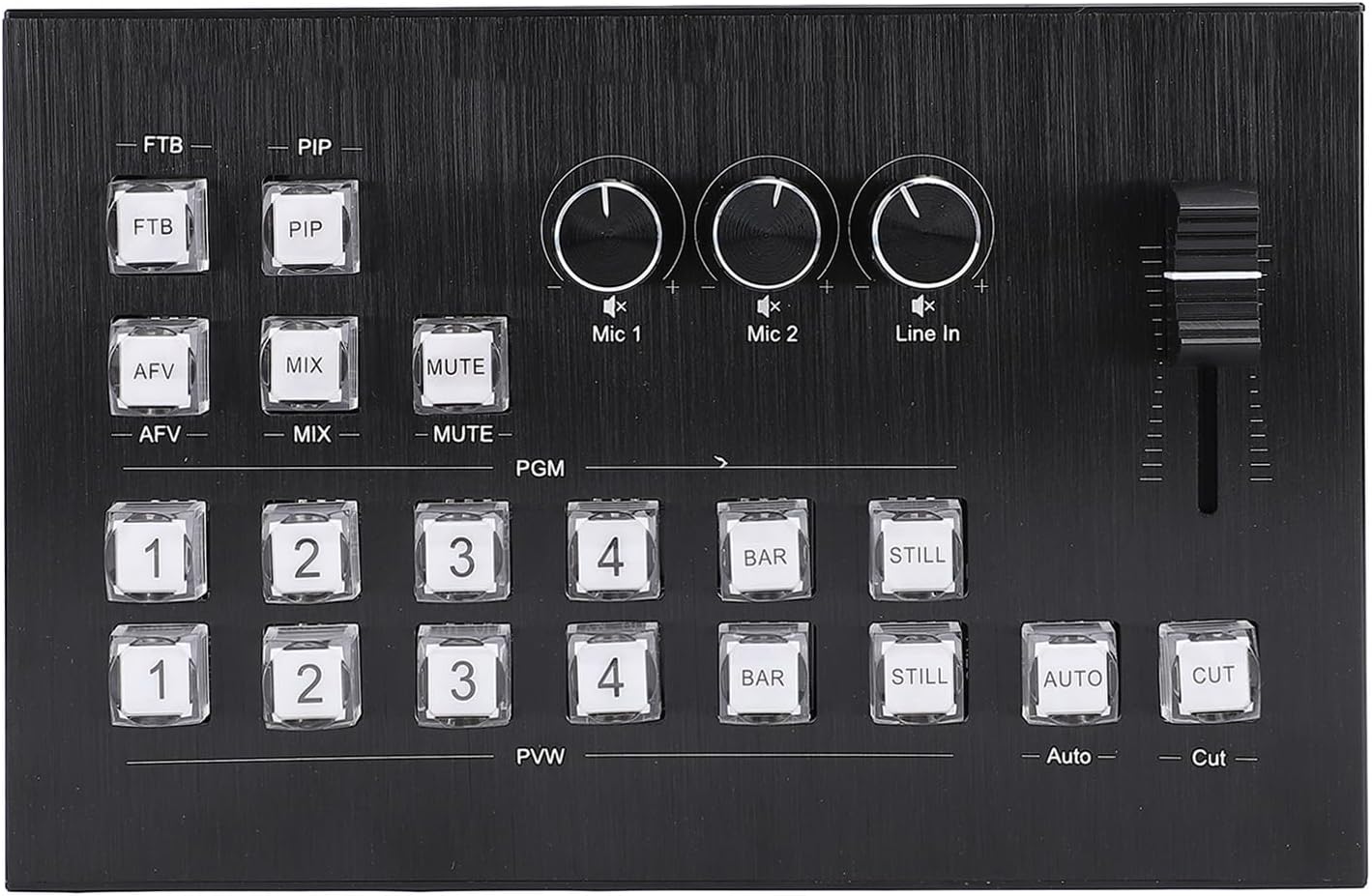 Live Stream Switcher, 1080P 60Hz, 4 in 2 Out HDMI Port, Type C, Audio, Multiple HDMI Live Stream Video Mixer, for Broadcast TV Production, Live Interviews, etc. (US Plug)