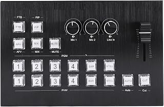 Live Stream Switcher, 1080P 60Hz, 4 in 2 Out HDMI Port, Type C, Audio, Multiple HDMI Live Stream Video Mixer, for Broadcast TV Production, Live Interviews, etc. (US Plug)