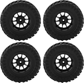 Roda de pneu de carro RC, excelente resistência ao desgaste Acabamento requintado Pneus de carro RC Roda de pneu 4 unidades para MN D90 D91 D96 D99 para WPL B14 B24 C14 C24(R789S prata)