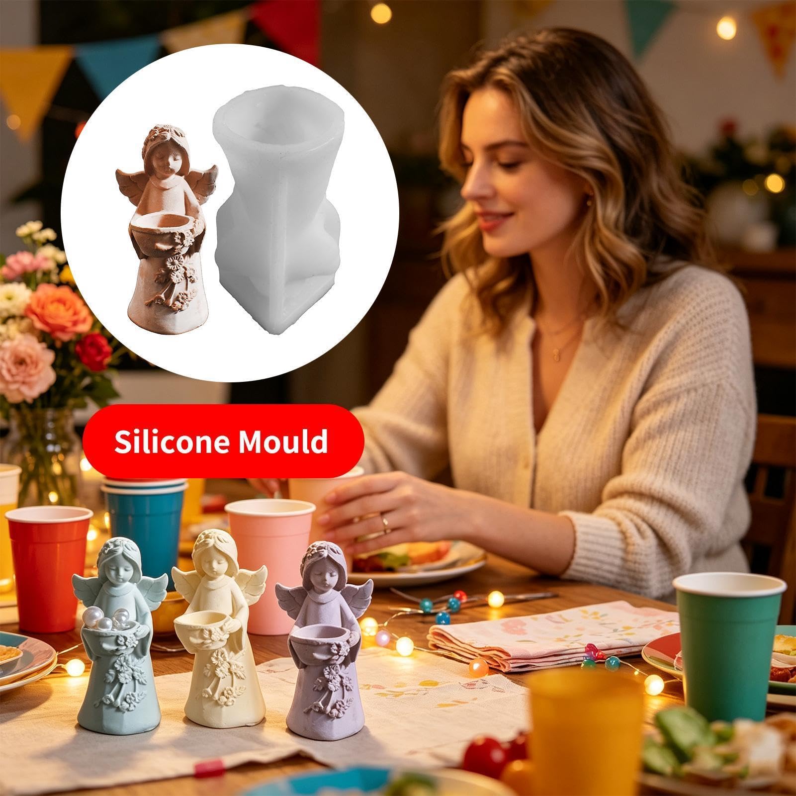 Moules à bougie en résine en forme d'ange de Noël en silicone