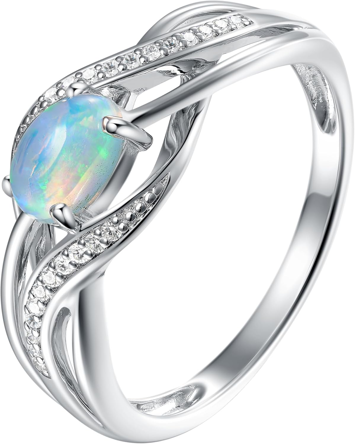 Oval Cut Gemstone Birthstone Interwoven Promise Ring in 925 Sterling Silver | Birthstone Jewelry for Woman, Elegant Jewelry for Women, Birthday Day Rings