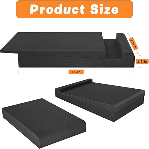 Miniatura 2 de Paquete de 2 almohadillas de aislamiento para monitor de estudio, espuma acústica de alta densidad, almohadillas de aislamiento de sonido para