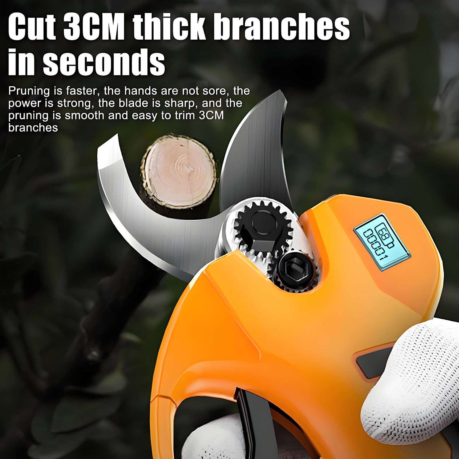 Cizallas De Poda Eléctrica, Secateurs Inalámbricos De Apertura De 30 Mm Y Tijeras De Poda con Una Varilla Telescópica De 1.35-2.15m, Pantalla Led, Impermeable Ipx5, Loppers Sin Escobillas Sk5 para