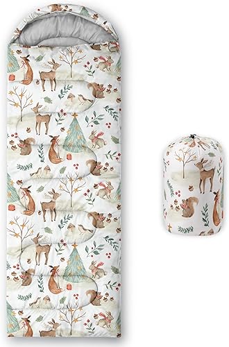 QOOMO - Saco de Dormir para Acampar, para 3 Estaciones, Clima Cálido y Fresco, Ligero, Resistente al Agua, para Adultos y Niños, Equipo de Camping,