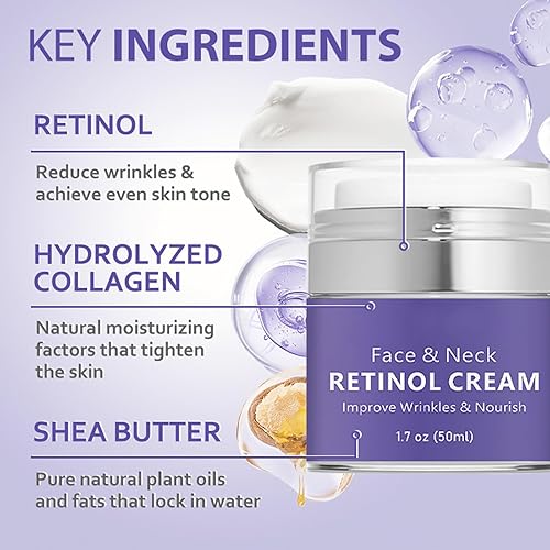 Miniatura 6 de Retinol Una crema con colágeno hidrolizado antienvejecimiento reafirmante para la cara y el cuello, crema de retinol para estiramiento y