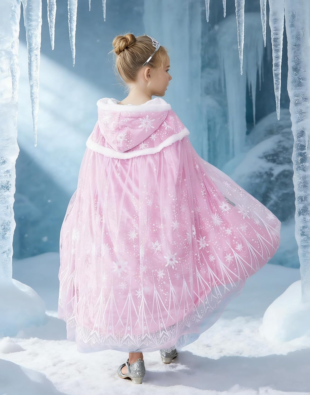 Girls Warm Princess Velvet Hooded Cape Kids Play Party Cape Girls Dress up Coloak