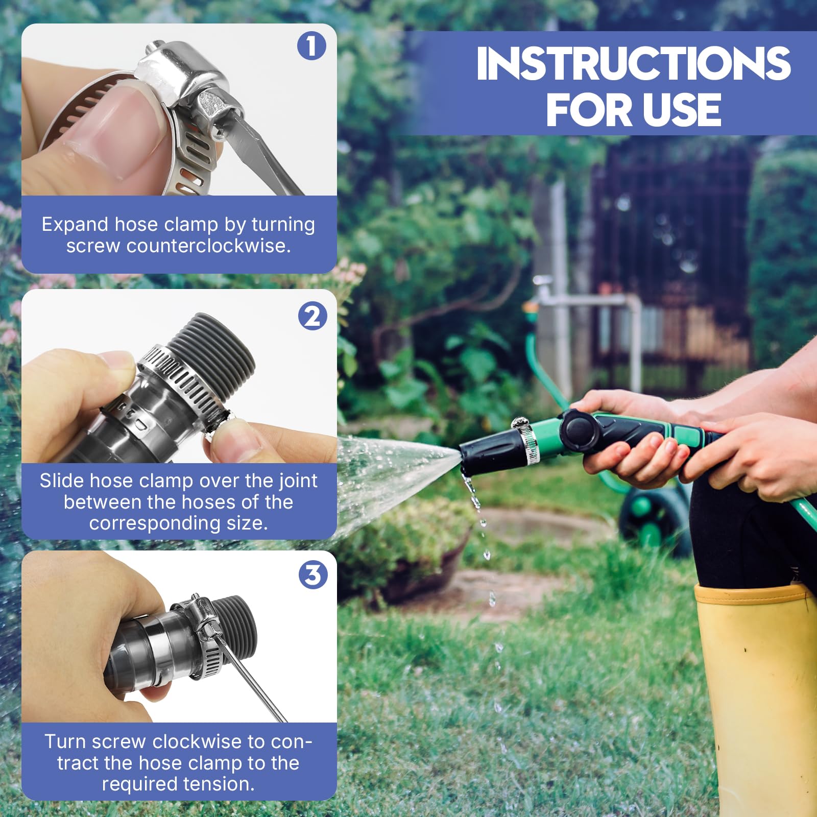 Eunice Stainless Steel Hose Clamps Assortment Kit, Hose Clamps With