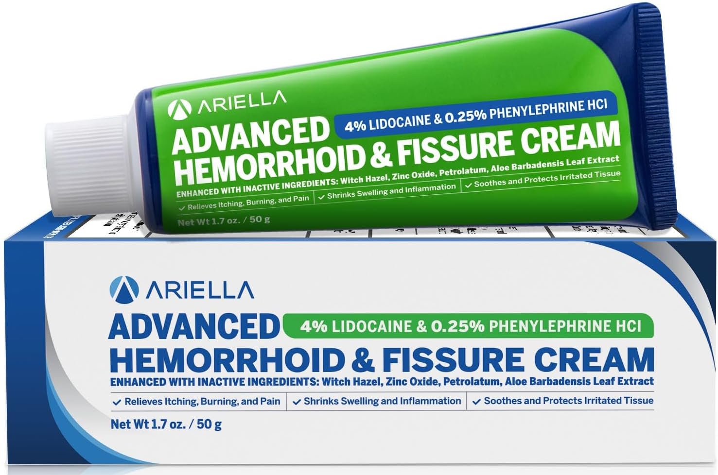 Hemorrhoid Treatment Fissure Lidocaine Cream: Advanced Numbing Ointment with Phenylephrine HCI - Fast Acting Natural Strength Soothing Relief of Pain Swelling Discomfort Itching (1.7 Oz, Witch Hazel)