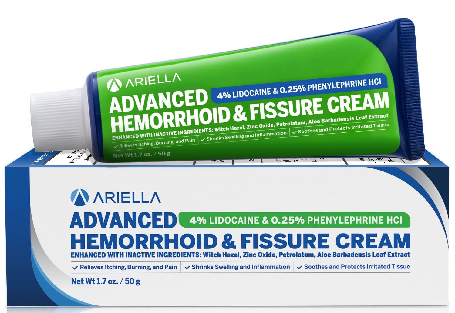 Hemorrhoid Treatment Fissure Lidocaine Cream Advanced Numbing Ointment with Phenylephrine HCI - Fast Acting Natural Strength Soothing Relief