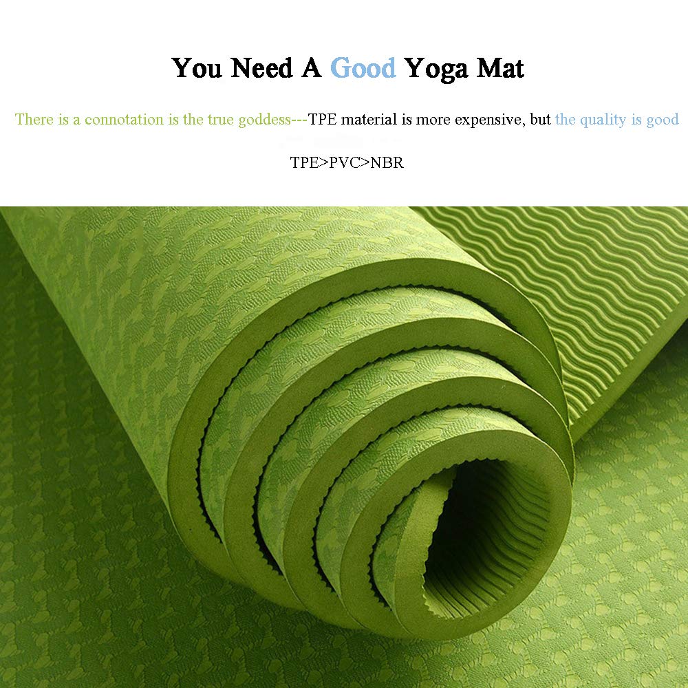 Tappetino Yoga Antiscivolo Premium, 8 mm Ecocompatibile Tappeto Esercizi Fitness per Casa e in Viaggio, Alto Spessore e Densità Memory Foam, Non Tossico Tappetini Palestra, Blue