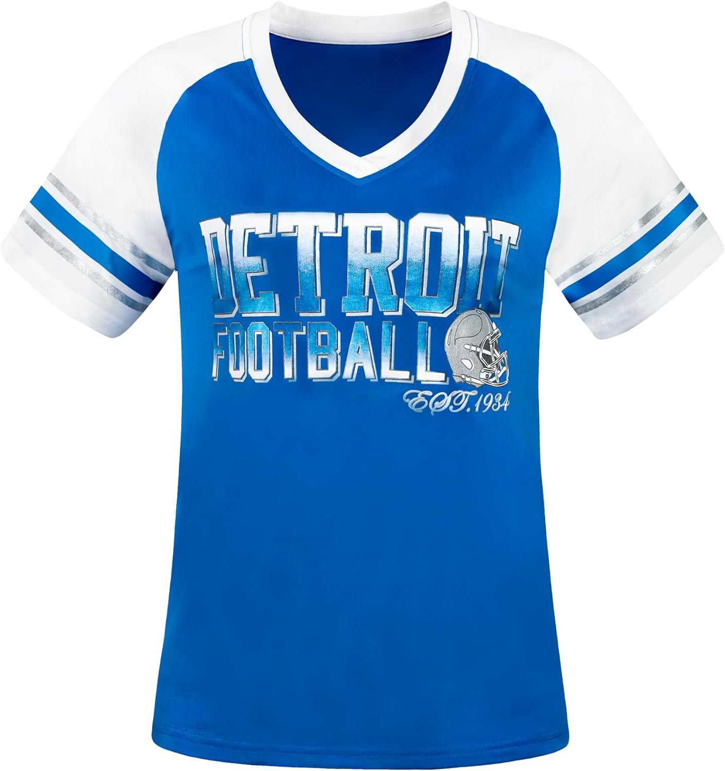 Womens Football Fans Athletic City Raglan T-Shirts - White & Blue