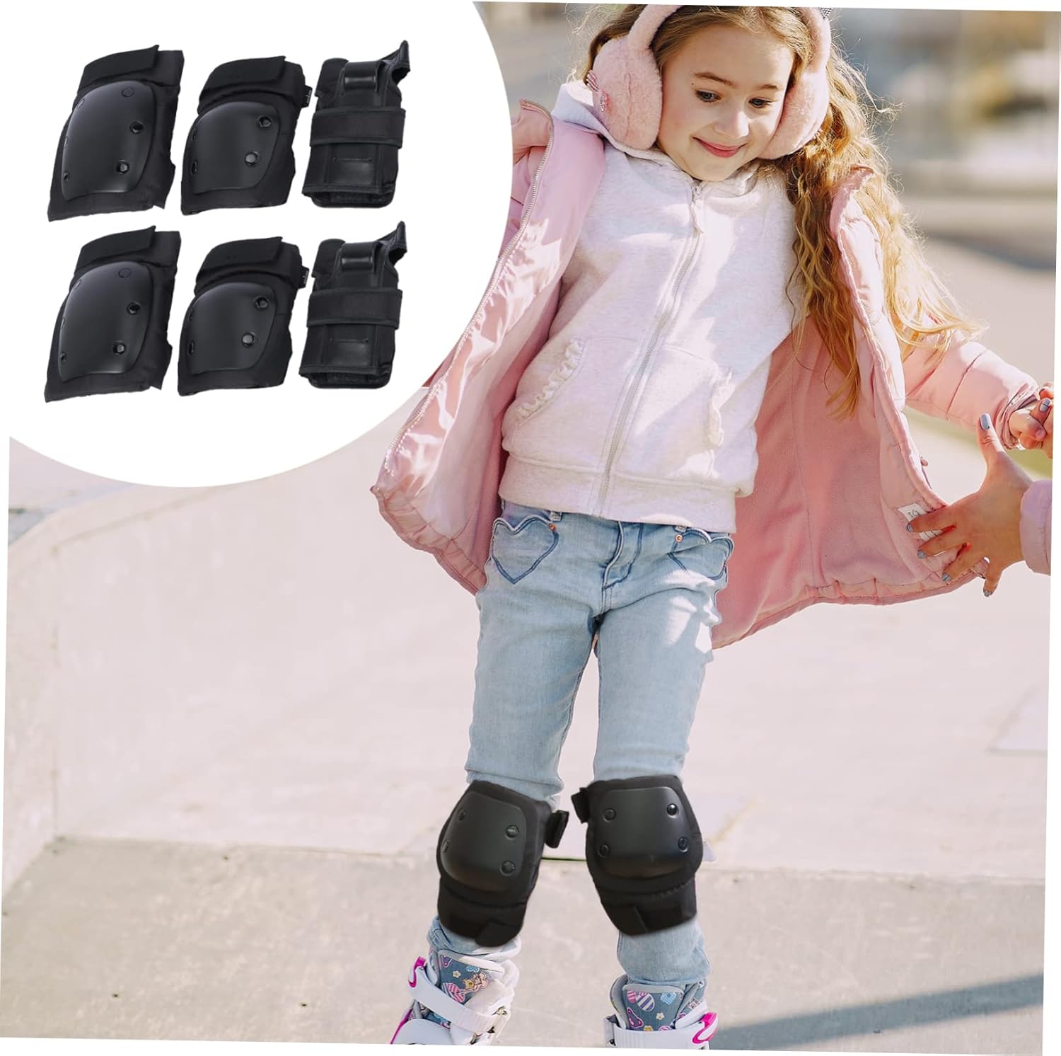 6-Piece Skating Protective Gear Set for Kids and Adults Elbow Pads Knee Pads and Wrist Guards Size L for 61-80kg for Scooter Roller Skating and Outdoor Sports