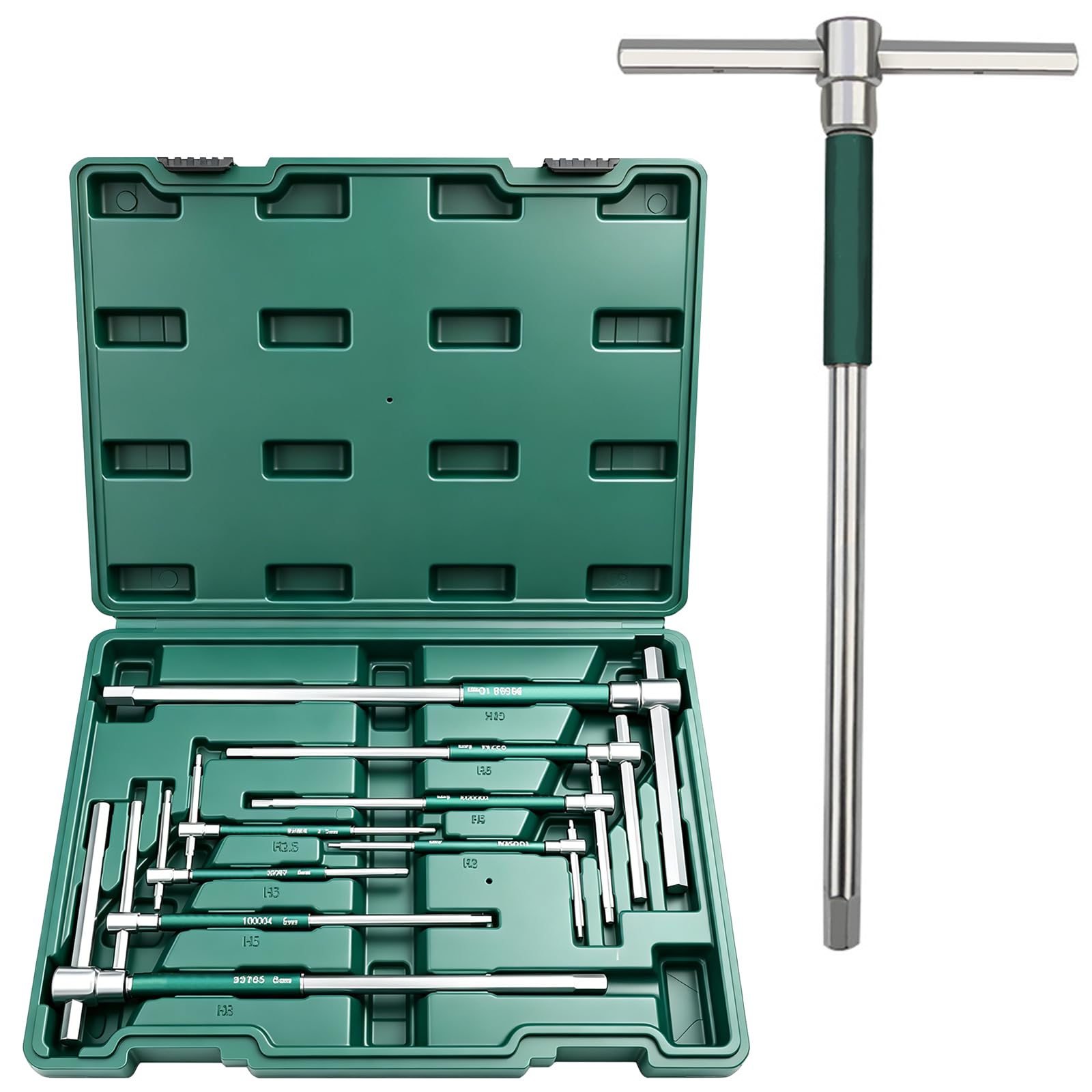 Jevervd 8‑Piece 3-Way Metric T‑Handle Hex Allen Key Set, 2mm-10mm Sliding Spinning Sleeve for DIY, Mechanics, and Bicycle Enthusiasts Versatile Speed and Leverage Application
