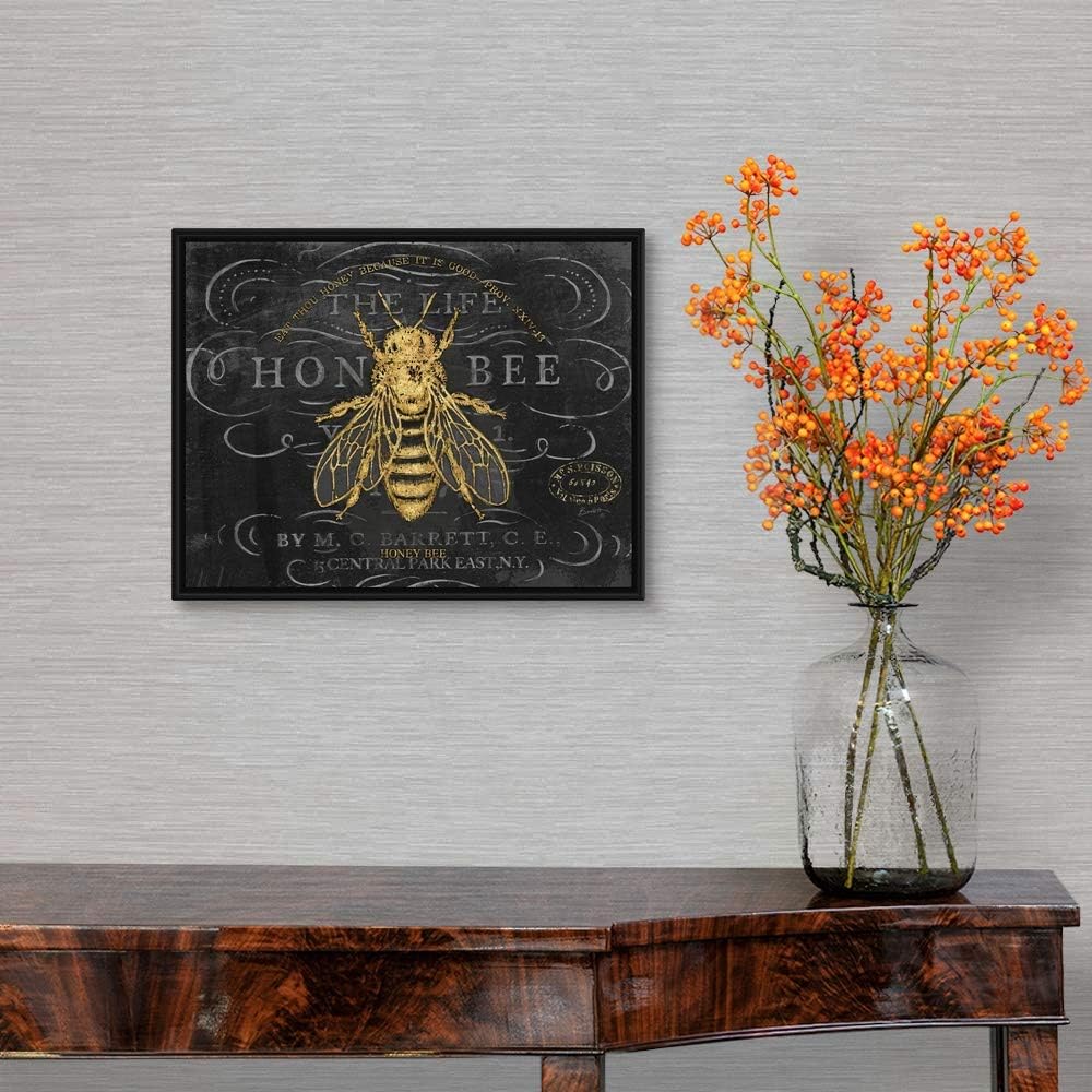Honey Bee Black Float Frame Canvas Art, Honey Artwork