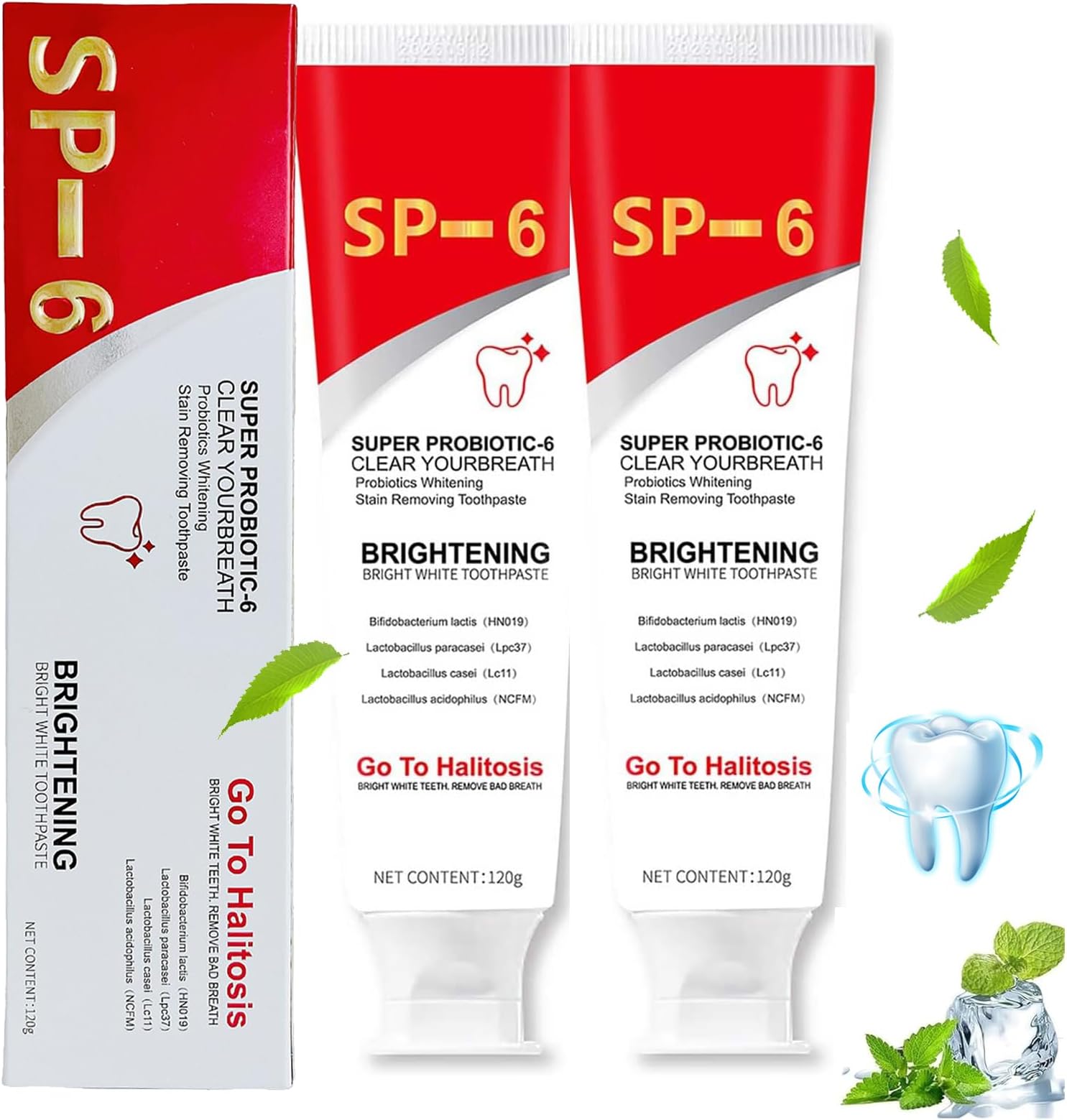 SP-6 Ultra Whitening Toothpaste,Sp-6 Toothpaste Probiotics,Sp6 Tooth Whitening,Fresh Breath,Deep Cleaning,Oral Care for Healthier Teeth,120g*2 (sp6)