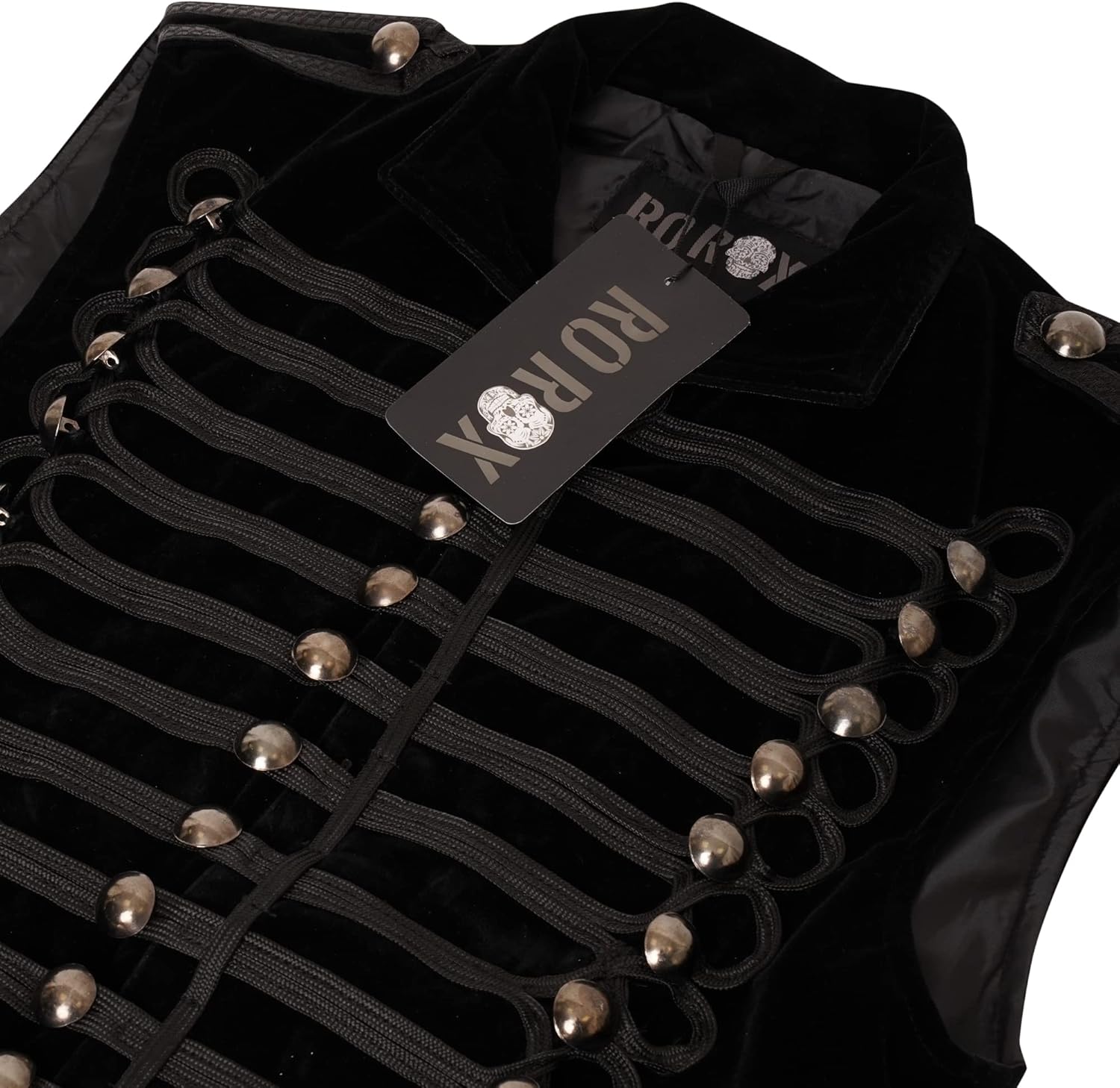 Ro Rox Sleeveless Jacket Mens Goth Velvet Uniform Military Parade Vest Waistcoat