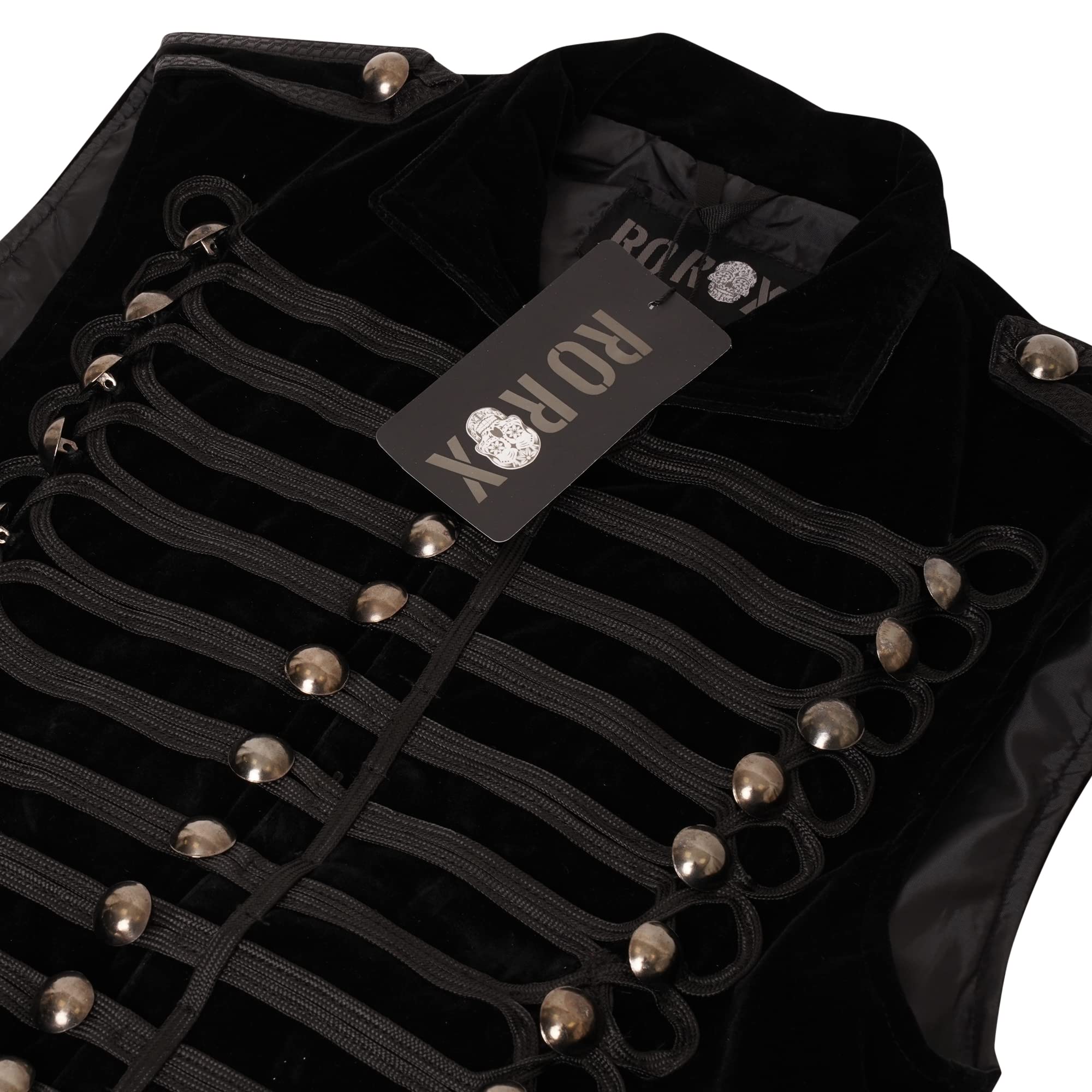 Ro Rox Herren Goth Samt Ärmellose Jacke Uniform Militärparade