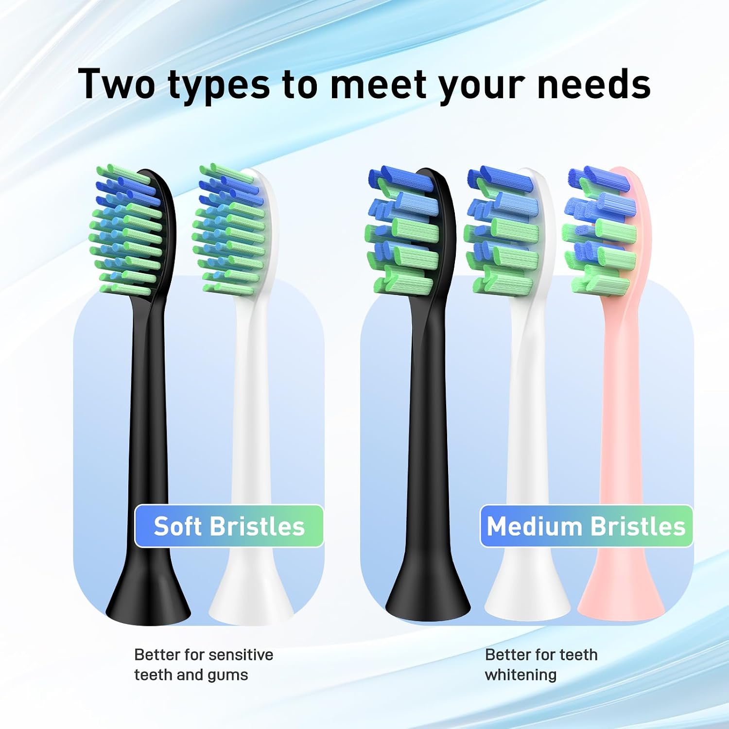 Replacement Brush Heads Compatible with 7am2m AM101/AM105 Sonic Electric Toothbrush - Medium Bristles Toothbrush Refills Compatible with 7am 2m, 10 Count, White