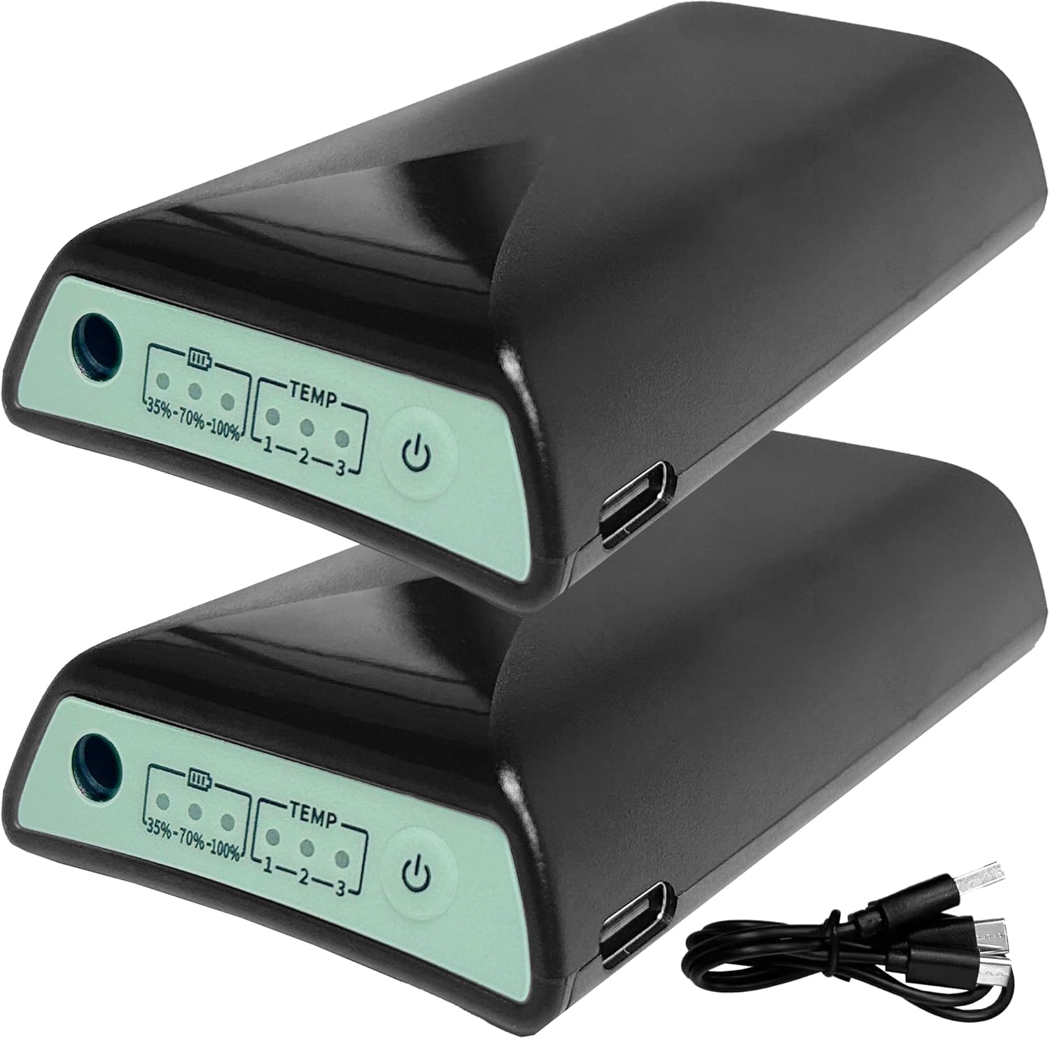 Black Squid Rechargeable Batteries for BlackSquid & Tomum Heated Socks - 3.7V 4000mAh Battery Replacement with Dual-Port Charging Cable (2 Pack)