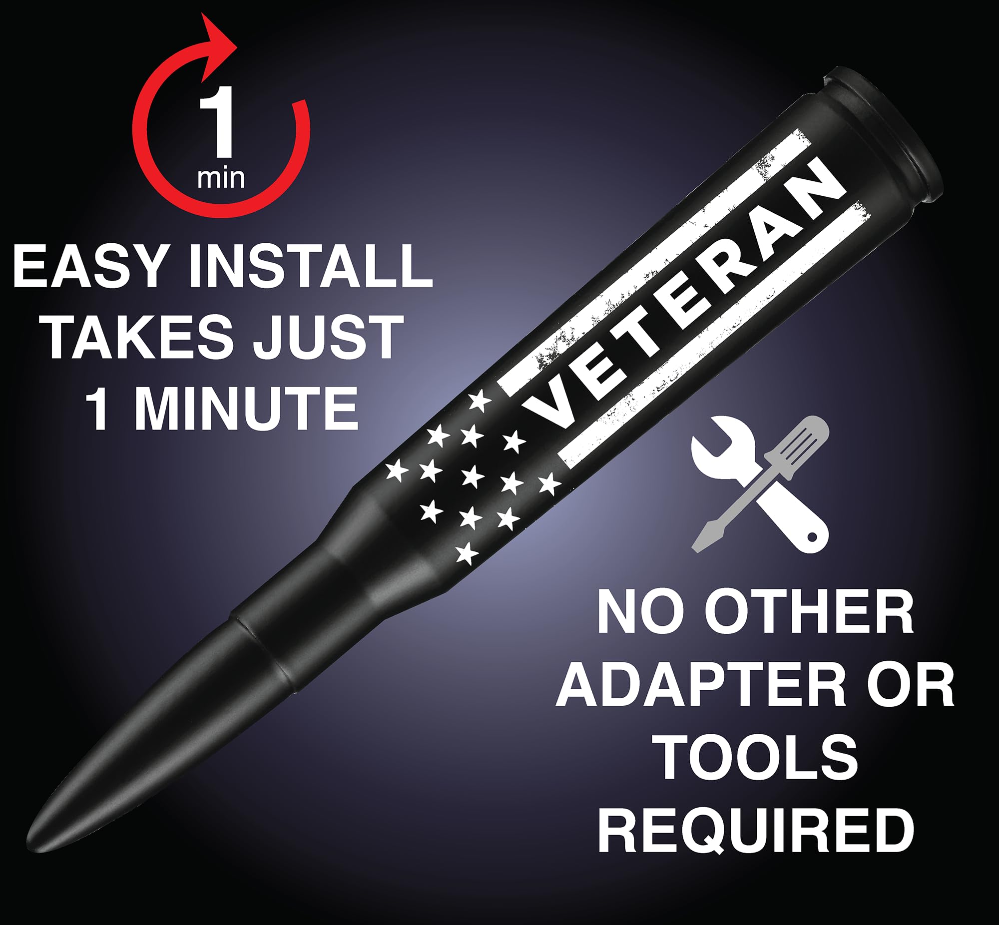 Short Truck Antenna Badass 50 Cal Bullet Antenna - Fits Dodge Ram & Ford F150/F250 (1990-2023) - Anti-Theft Black Aluminum Stubby Antenna F150 - Foto 10