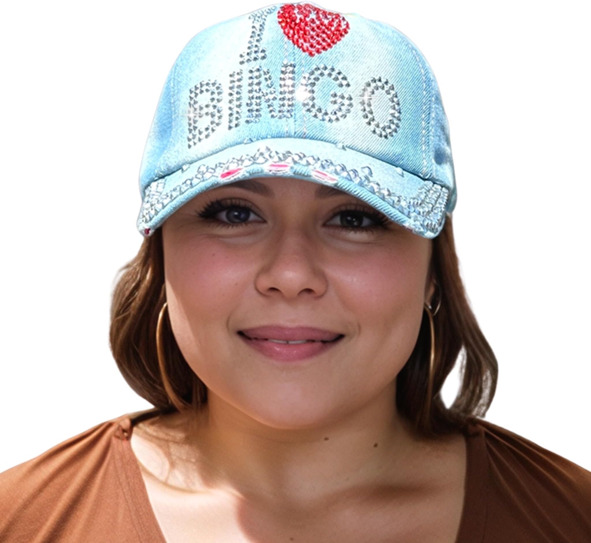 Popfizzy Bedazzled Hat for Women, Rhinestone Denim Hat, Fun Adult Bling Hats, Birthday Gifts for Women, Adjustable, One Size