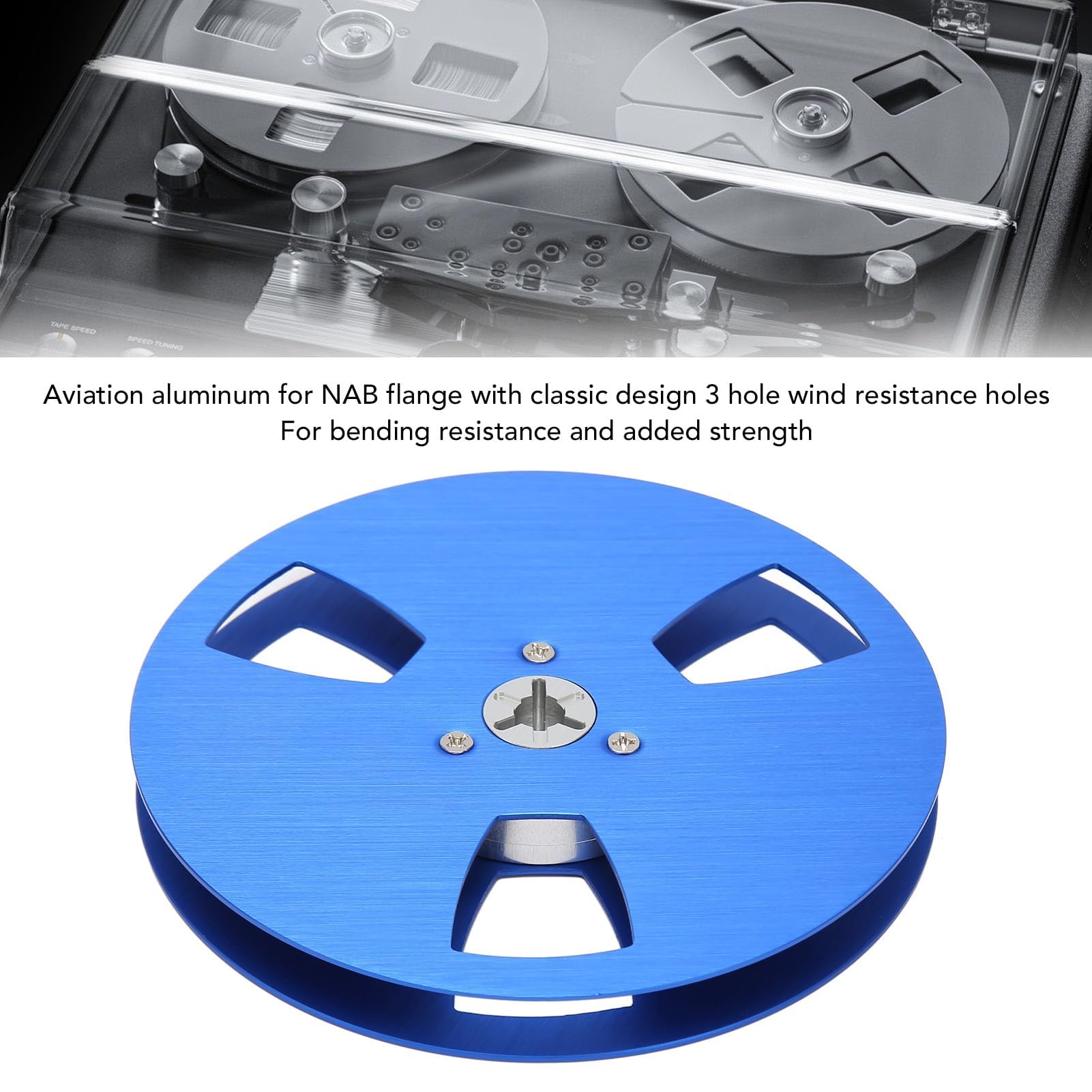 1/4 5 Zoll Leere Bandspule für Reel-to-Reel-Tonbandspieler, 3-Loch-Aluminiumlegierung, Universelle Offene Tonbandspule, Leere Tonbandspule Zum Öffnen von Maschinenteilen (Blau)