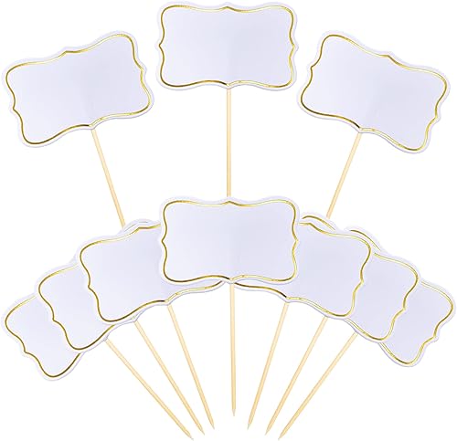56 marcadores de queso blanco para decoración de pasteles, palillos de dientes, para tablero de charcutería, etiquetas de bufé, banderas de palillos