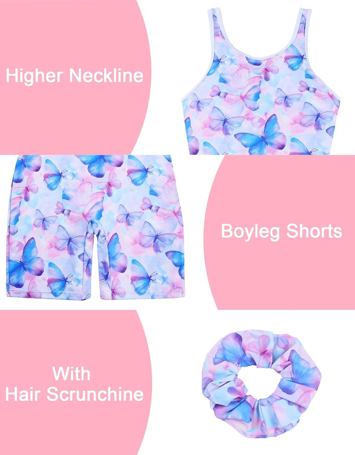 beautyin Gymnastics Leotards for Girls Dance Unitard Biketards with Shorts Racerback Tumbling Outfits - Image 2