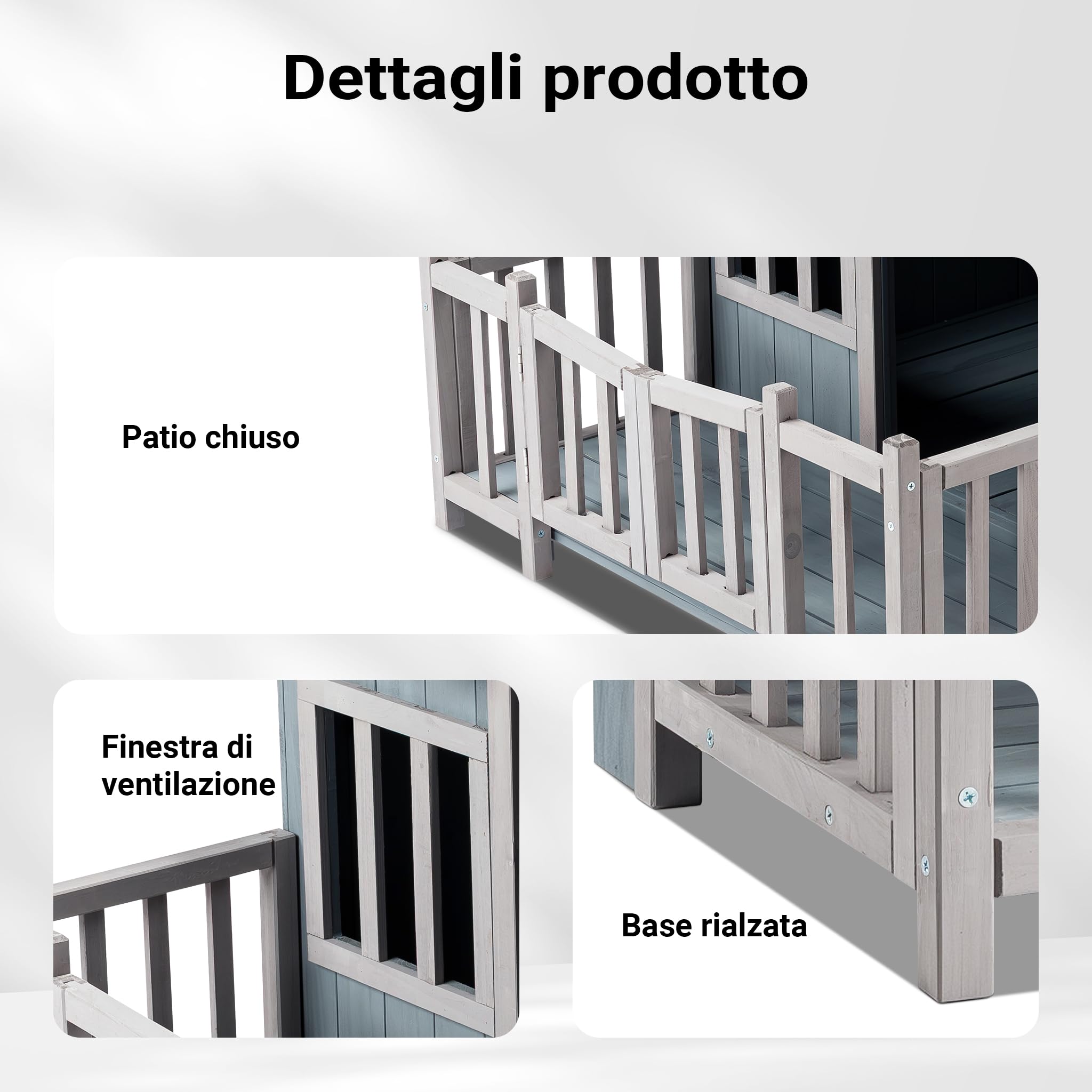 Cuccia per cani Luxus XL con patio in legno per uso esterno