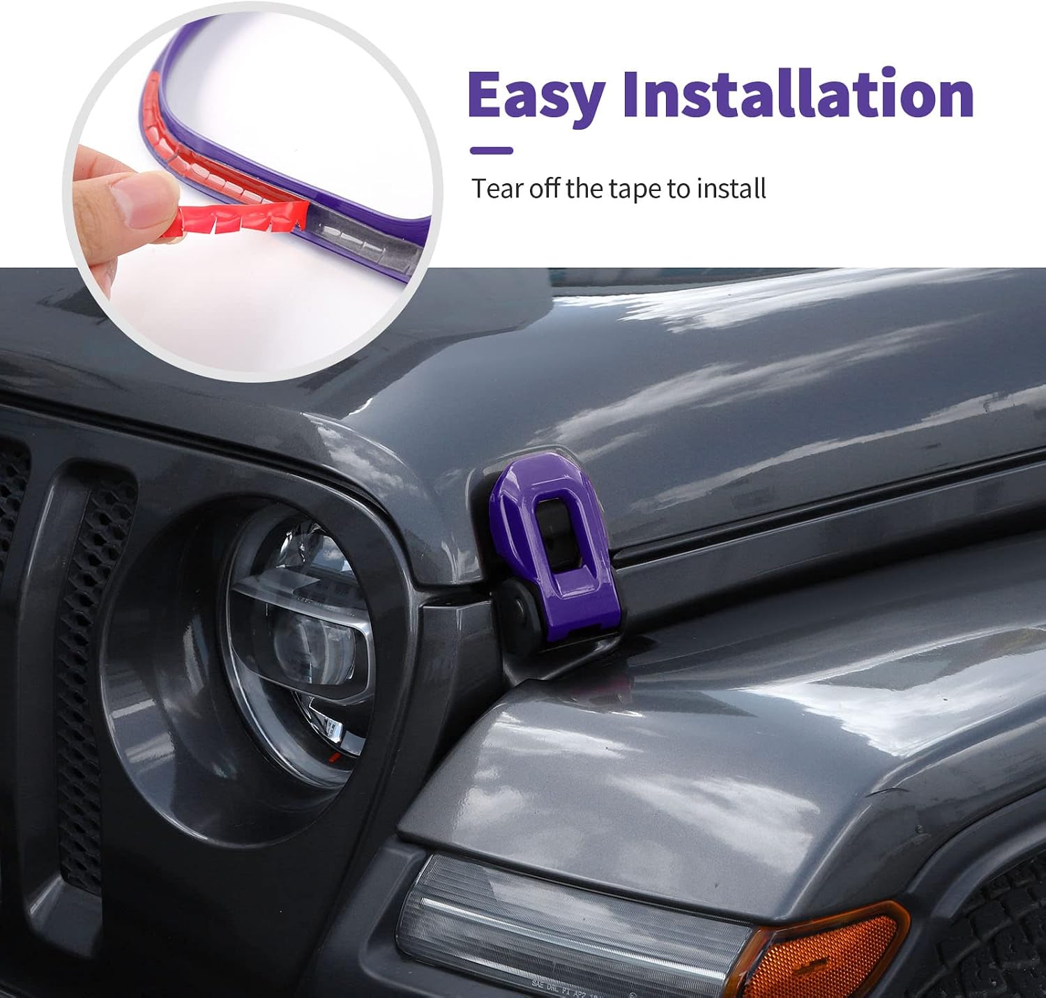 Hood Latch Lock Catch Brackets Cover Trim Fit for 2018-2025 Jeep Wrangler JL JLU & Gladiator JT(Purple)