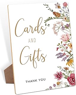 Floral Style Wooden Cards and Gifts Sign with Stand, Wedding Signs, 8"x 11" Modern Cards and Gifts Sign for Wedding, TableTop Sign for Baby Shower and Bridal Shower, Event Party-4