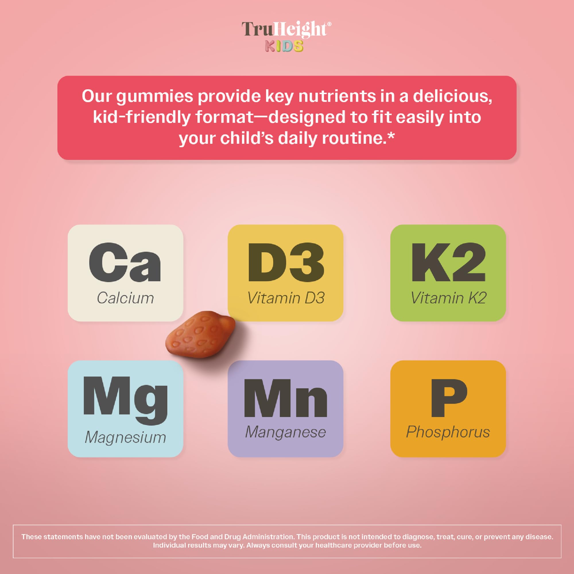 TruHeight Kids Bone Growth Gummies (Strawberry, Ages 2+) Tall Nutrition for Natural Growth for Kids & Toddlers - Vitamin D, Calcium, K, Magnesium Multivitamin, Bone Strength Vitamins, D3 K2, Taller — Amazon image 3