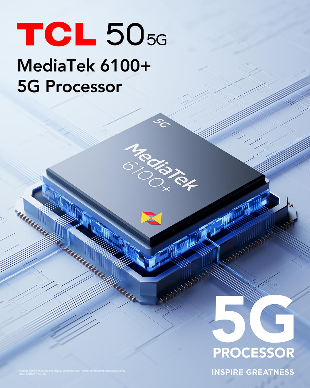 TCL Mobile 50 Smartphone 5G, Chipset MediaTek Dimensity 6100+, Display 6.56 pollici HD+ 90Hz, 128GB, 8GB RAM, 4GB e 4GB RAM expansion, Dual Camera Hybrid 50 MP, Android 14, 5010 mAh, Space Grey