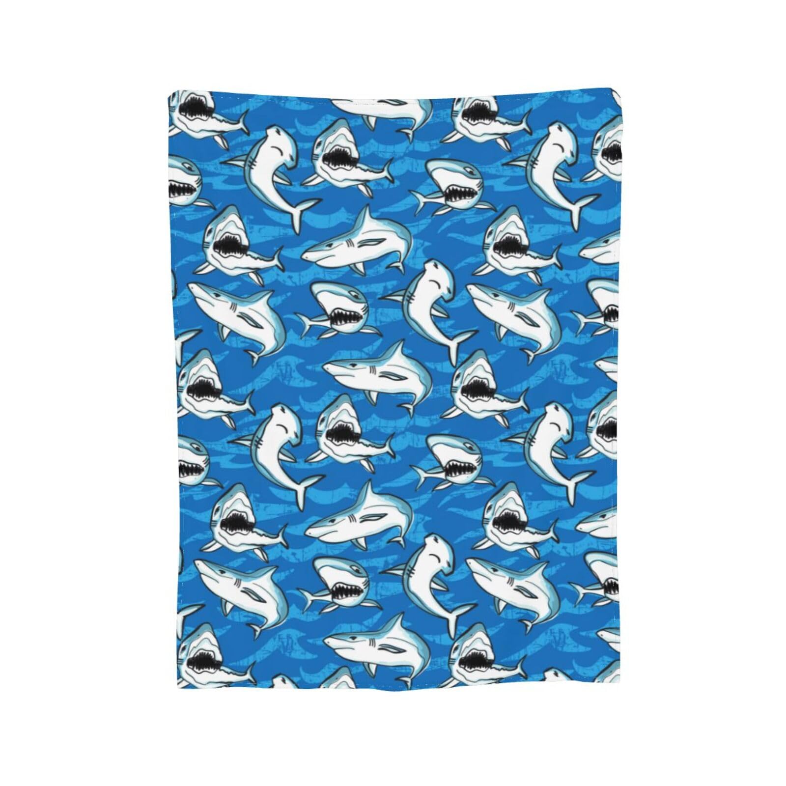 MDKU Shark Blanket for Kids, Comfy Plush Flannel Fleece Throw Blanket Navy Lightweight Warm Cute Shark Blanket for Boys and Girls Birthday Gifts, Travel and Beach- 50x40 Inches