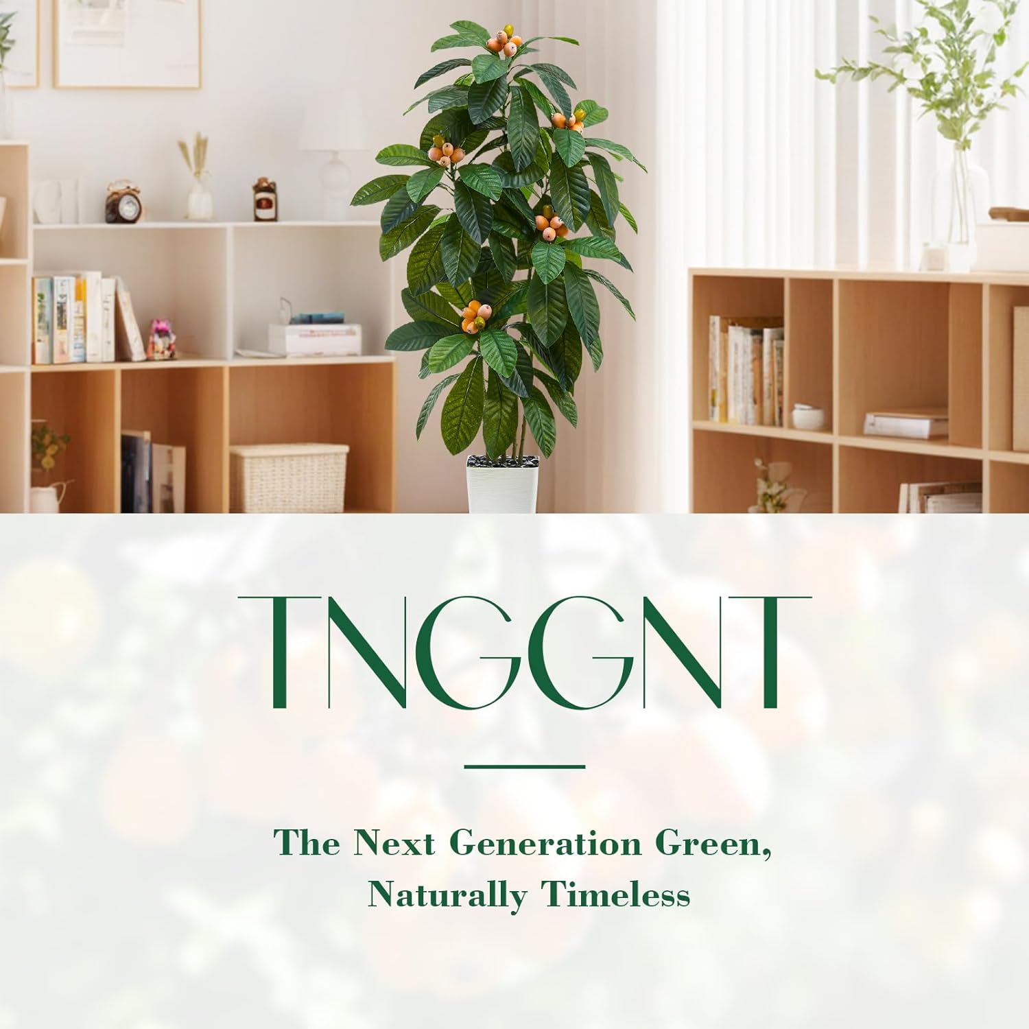 Artificial Loquat Tree：Faux Tree Realistic Fake Tropical Fruit Plant Large Silk Floor Plants with Lifelike Fruits&Pot for Home Decor Indoor Outdoor Room Office Patio Balcony(5FT,1-Pack,White) - Image 7