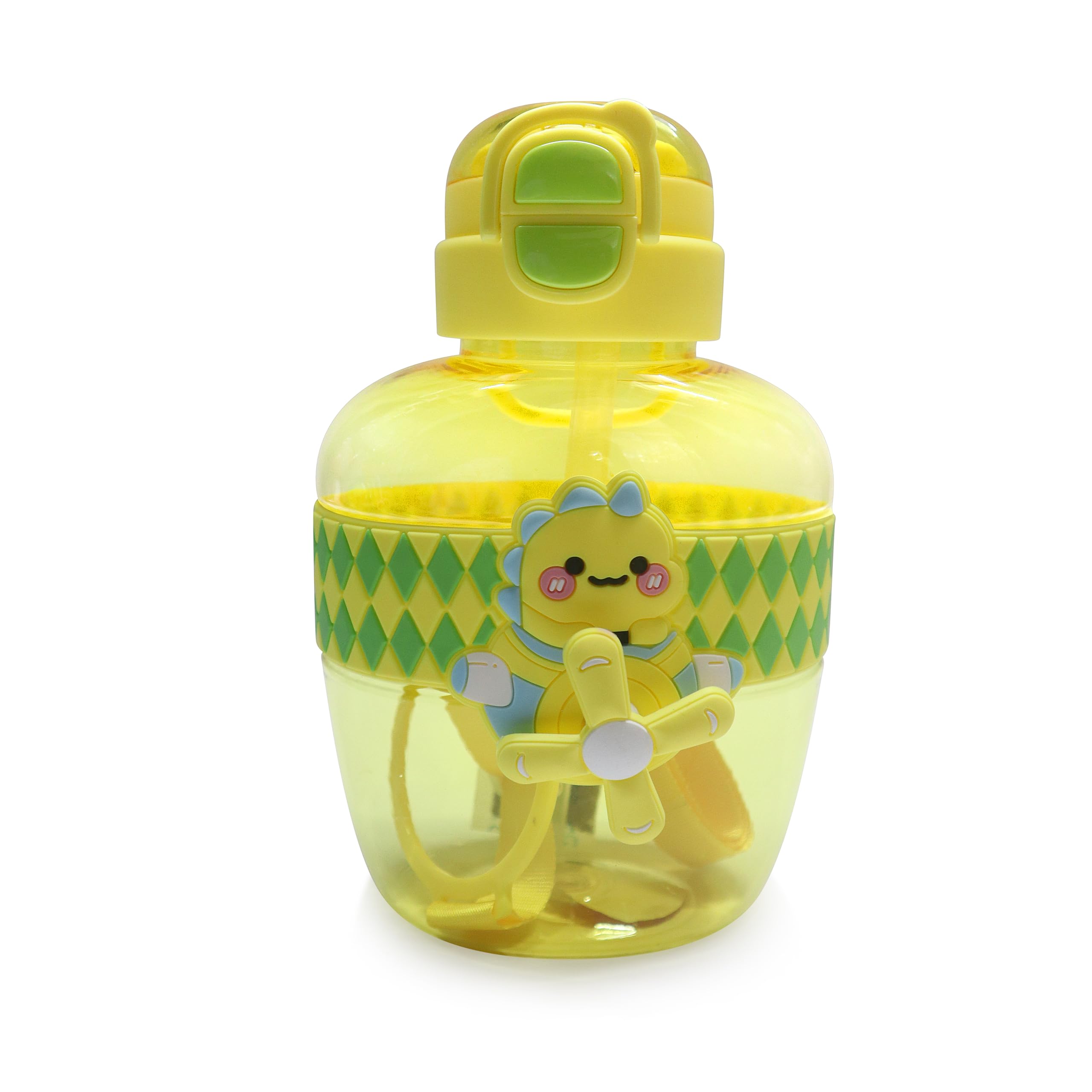 Prokart Kids 550ml Flask Plastic Insulated Water Bottle with Straw | One Click Push Button | Spill-Proof, BPA-Free | Soft Silicone Sipper for Toddlers & Babies (Yellow)-image-23