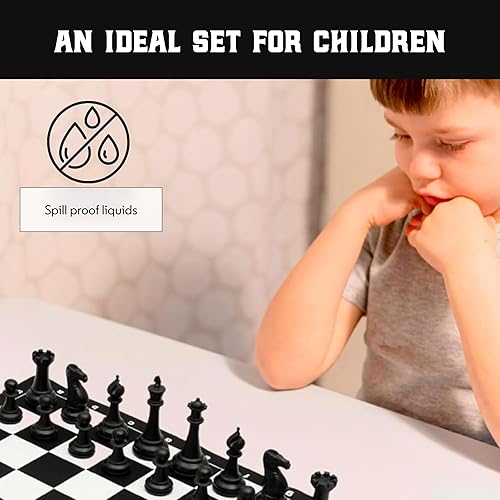 Miniatura 8 de Best Chess Set Ever - Juego de ajedrez portátil, 1 pieza de Staunton con peso individual con tablero de ajedrez de silicona plegable de 15 pulgadas,