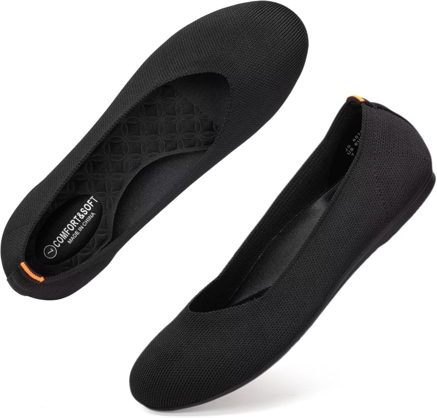 Frank Mully Women's Ballet Flats Round Toe Walking Flats Slip On Work Shoes Knitted Flats Shoes for Woman Soft Lightweight - Image 6