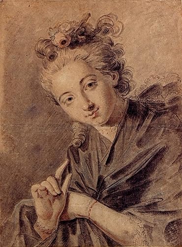 Miniatura 1 de Charles-Antoine Coypel IV Portrait of a Young Woman 1725 Museo de Bellas Artes de Bilbao 30" x 22" Fine Art Giclee Canvas Print (Unframed)